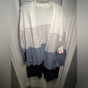 Color blocking cardigan with pockets